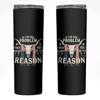 Cow Bull Skull American Flag Vintage Western Skinny Tumbler