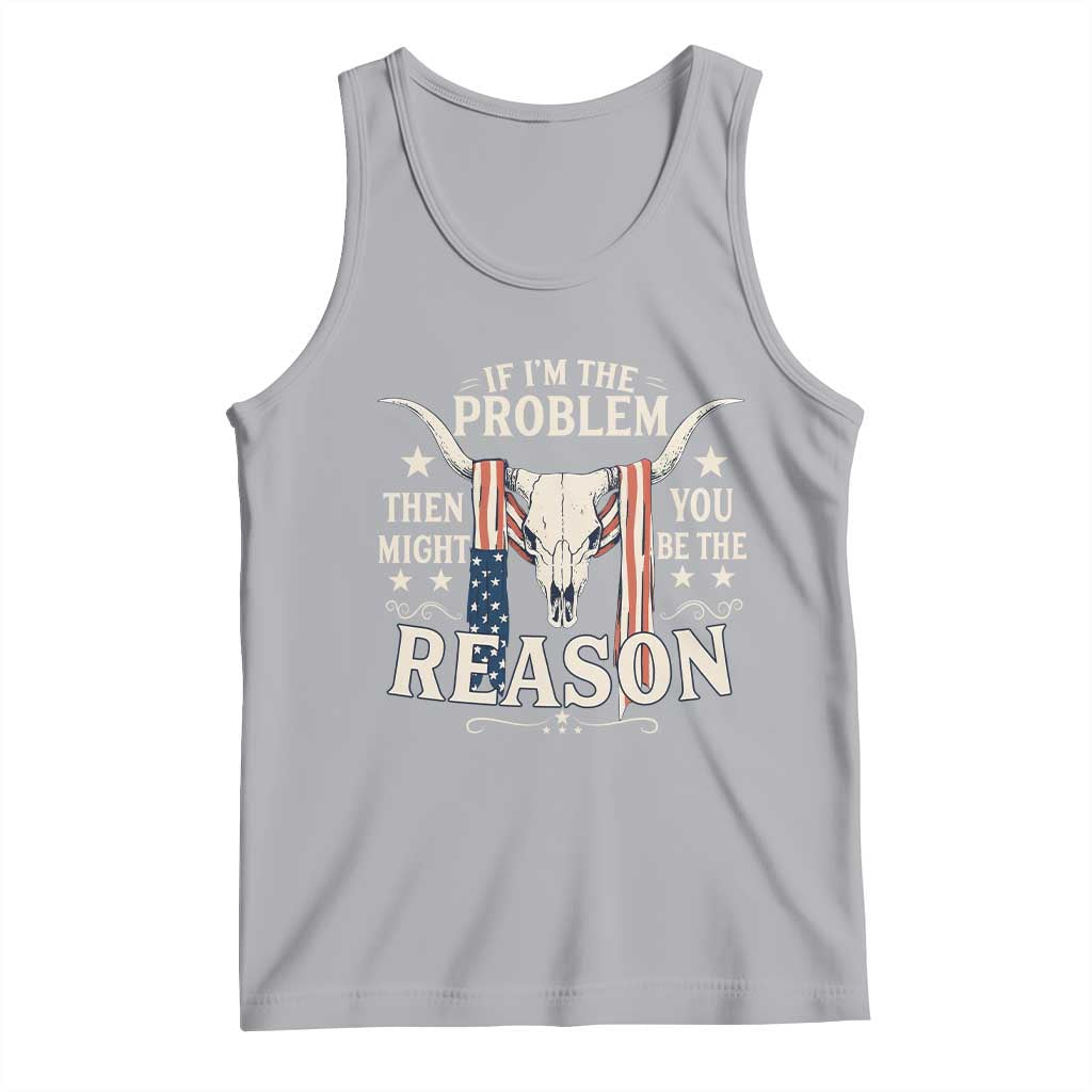 Cow Bull Skull American Flag Vintage Western Tank Top - Wonder Print Shop