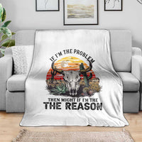 Cow Bull Skull Throw Blanket If Problem Vintage Then You Might Be Reason - Wonder Print Shop