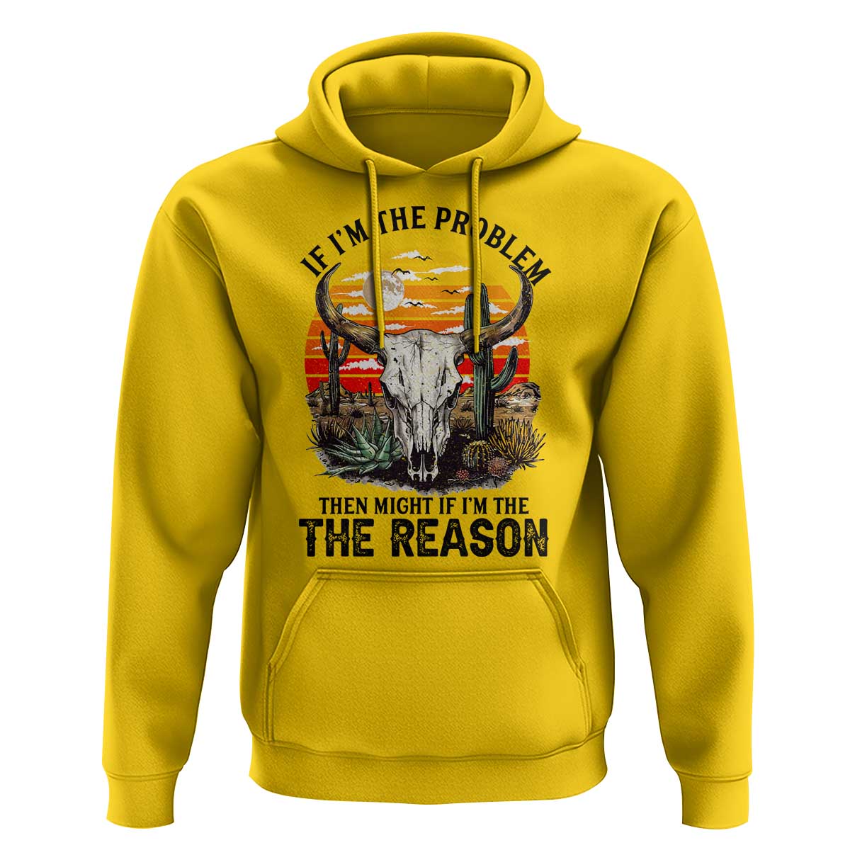 Cow Bull Skull Hoodie If Problem Vintage Then You Might Be Reason - Wonder Print Shop