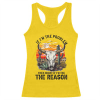 Cow Bull Skull Racerback Tank Top If Problem Vintage Then You Might Be Reason - Wonder Print Shop