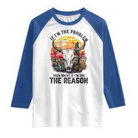 Cow Bull Skull Raglan Shirt If Problem Vintage Then You Might Be Reason - Wonder Print Shop