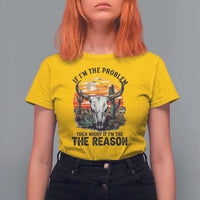 Cow Bull Skull T Shirt For Women If Problem Vintage Then You Might Be Reason - Wonder Print Shop