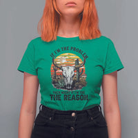 Cow Bull Skull T Shirt For Women If Problem Vintage Then You Might Be Reason - Wonder Print Shop