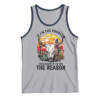 Cow Bull Skull Tank Top If Problem Vintage Then You Might Be Reason - Wonder Print Shop