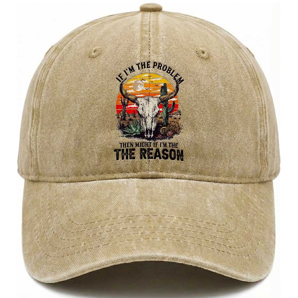 Cow Bull Skull Washed Cotton Baseball Cap If Problem Vintage Then You Might Be Reason