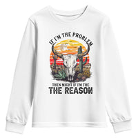 Cow Bull Skull Youth Sweatshirt If Problem Vintage Then You Might Be Reason - Wonder Print Shop