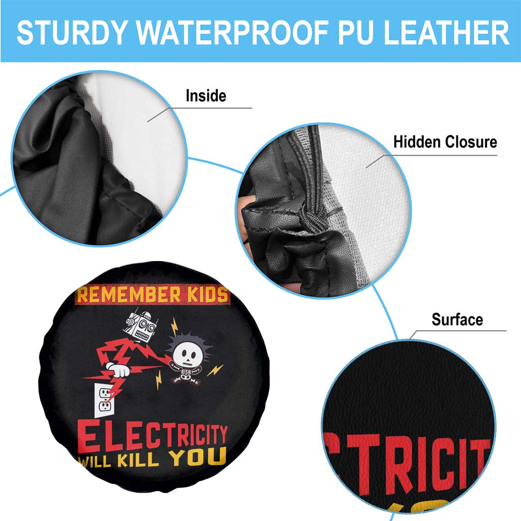 Funny Electrician Spare Tire Cover Remember Kids Electricity Will Kill You - Wonder Print Shop