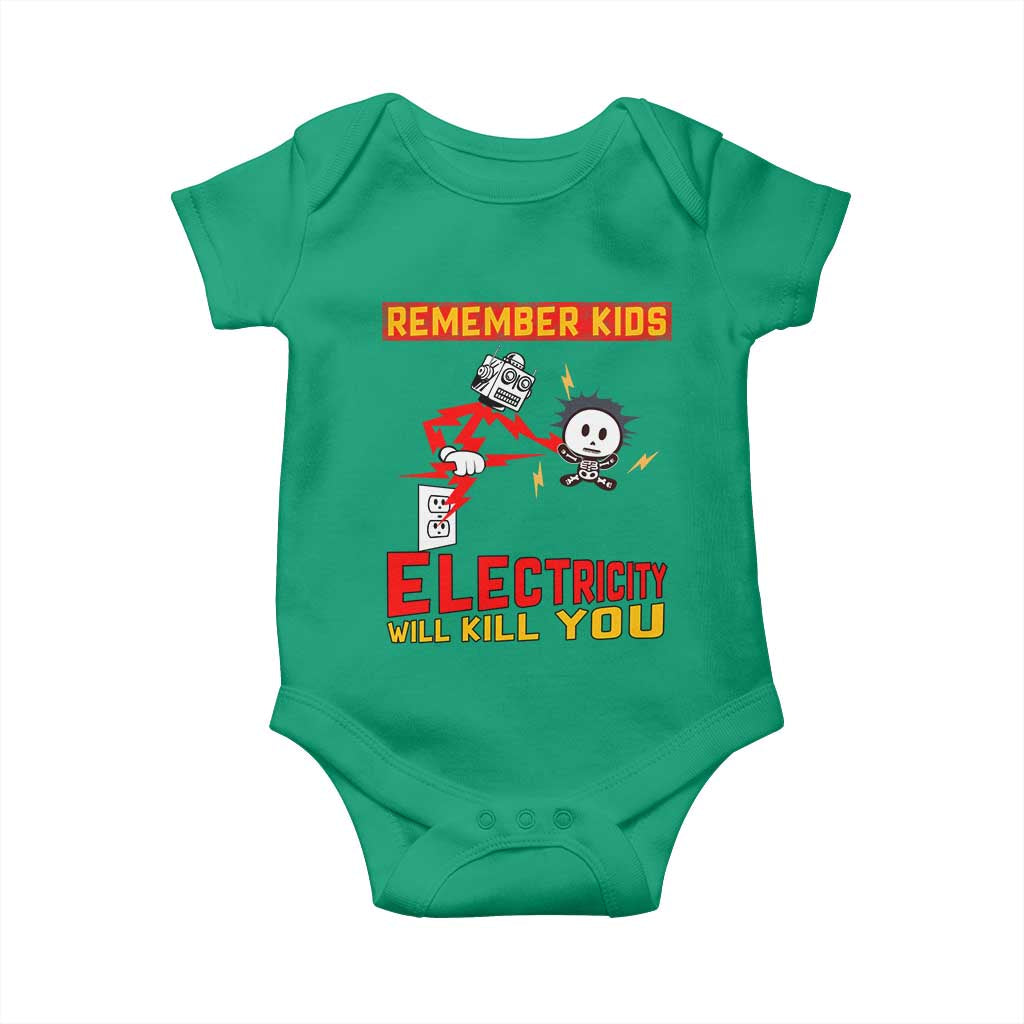Funny Electrician Baby Onesie Remember Kids Electricity Will Kill You - Wonder Print Shop