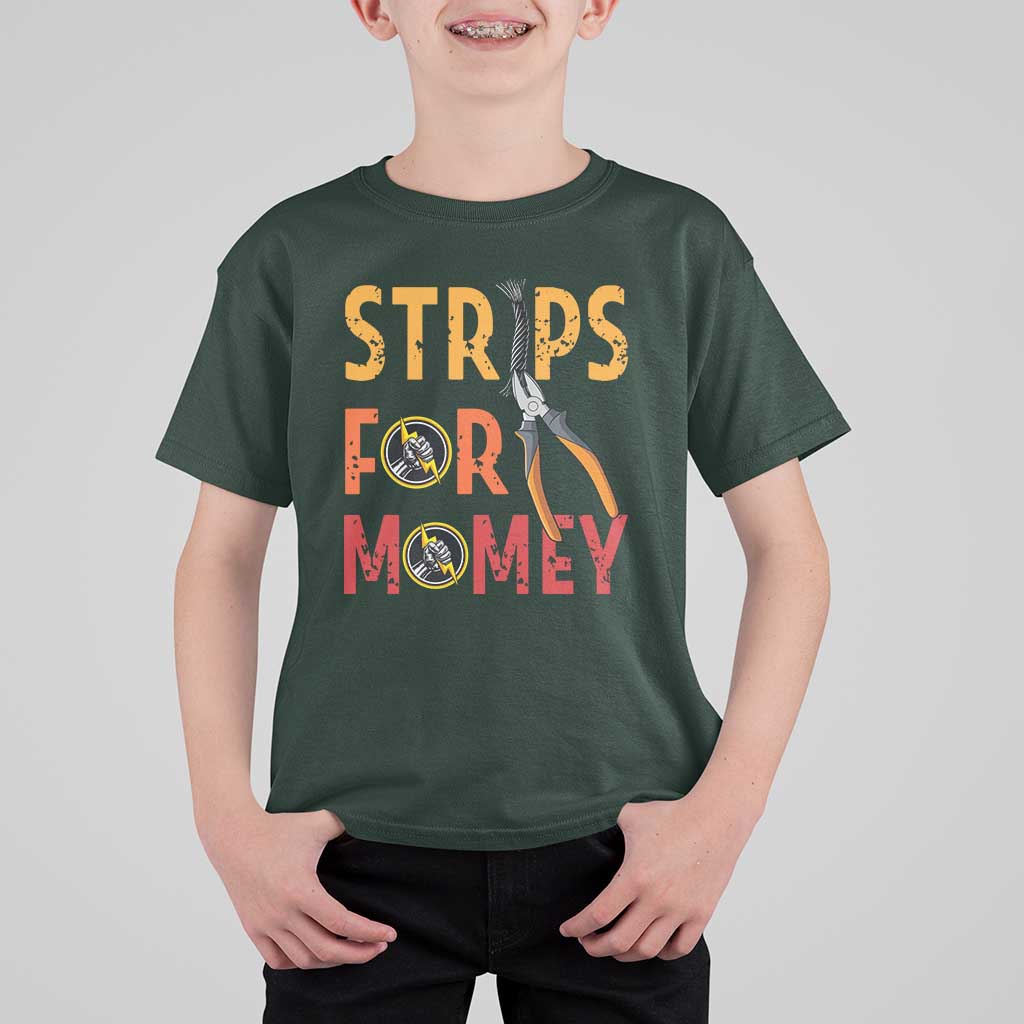 Funny Electrician T Shirt For Kid Strips For Money Electrical Humor - Wonder Print Shop
