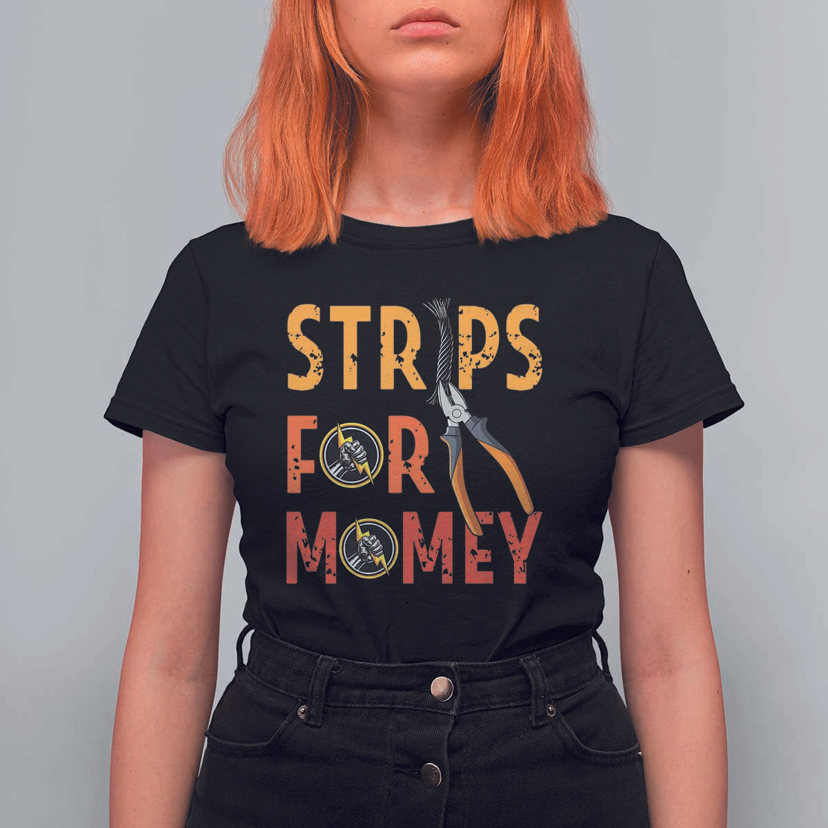 Funny Electrician T Shirt For Women Strips For Money Electrical Humor - Wonder Print Shop