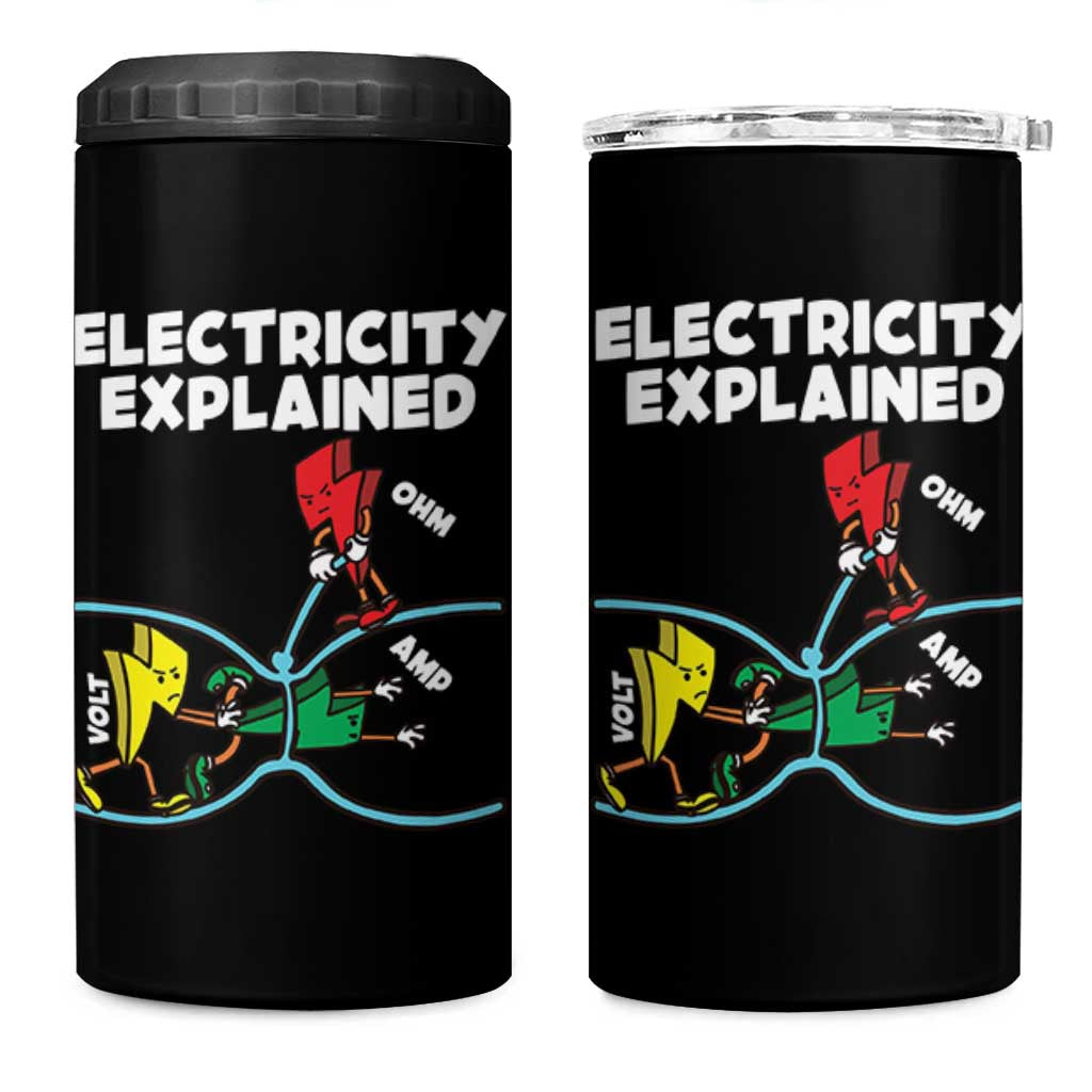 Funny Electricity 4 in 1 Can Cooler Tumbler Ohm's Law Electricity Explained - Wonder Print Shop