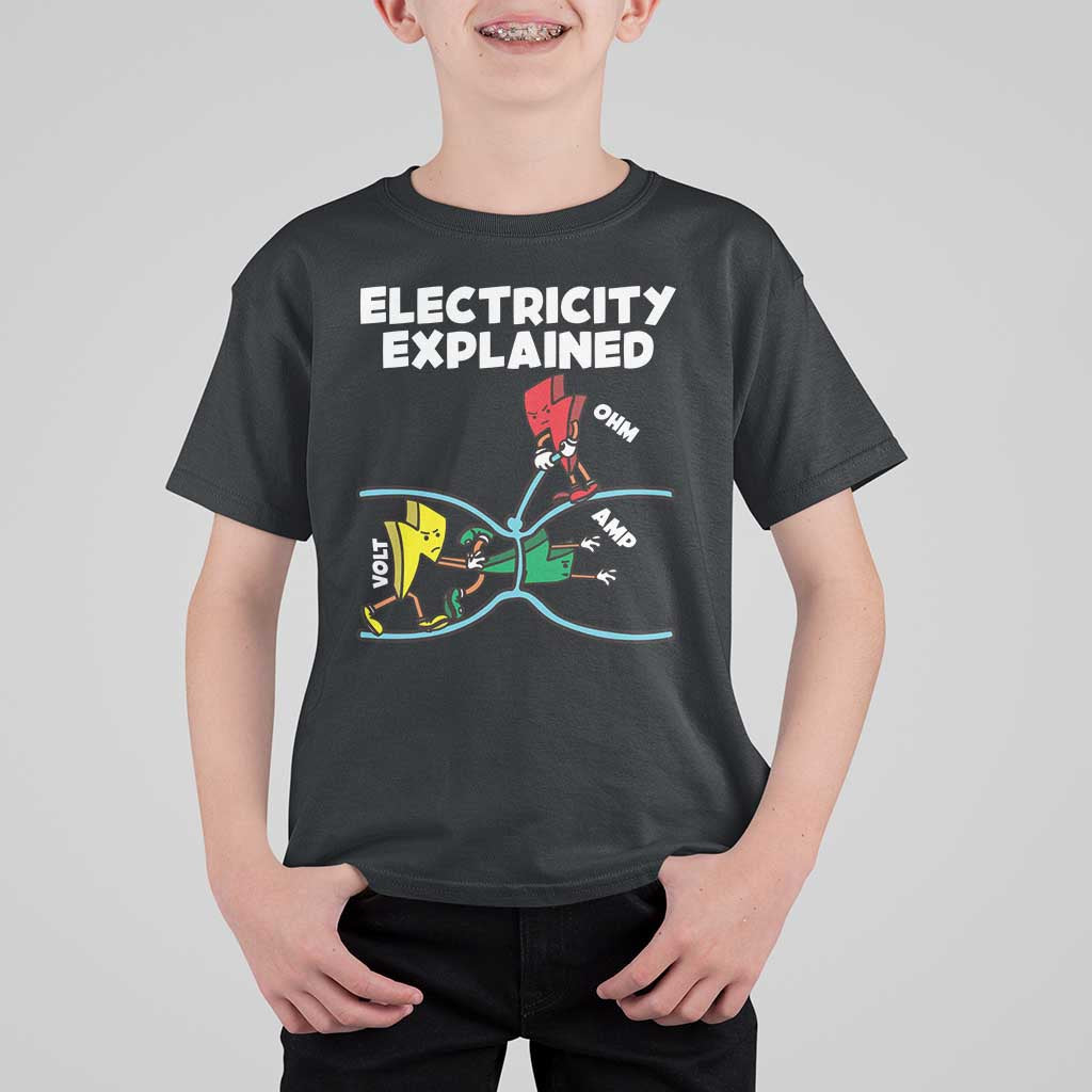 Funny Electricity T Shirt For Kid Ohm's Law Electricity Explained - Wonder Print Shop