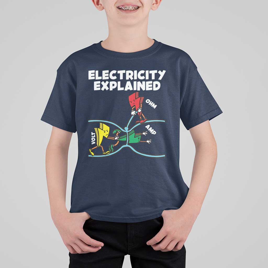 Funny Electricity T Shirt For Kid Ohm's Law Electricity Explained - Wonder Print Shop