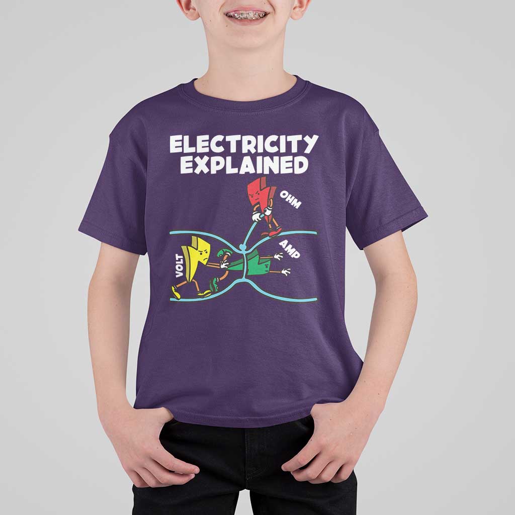 Funny Electricity T Shirt For Kid Ohm's Law Electricity Explained - Wonder Print Shop