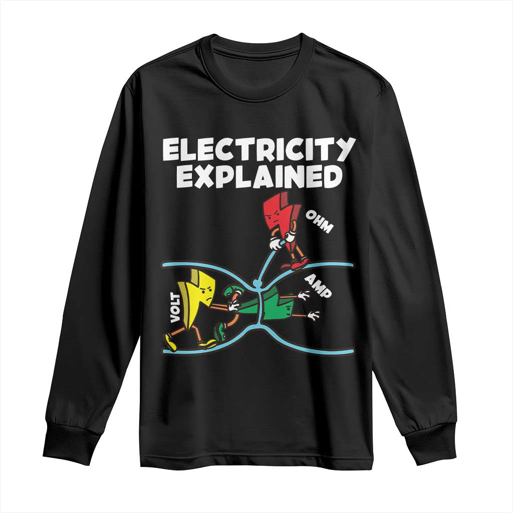 Funny Electricity Long Sleeve Shirt Ohm's Law Electricity Explained - Wonder Print Shop