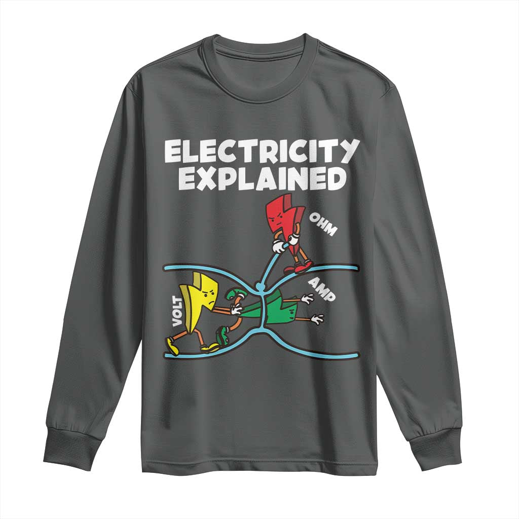 Funny Electricity Long Sleeve Shirt Ohm's Law Electricity Explained - Wonder Print Shop