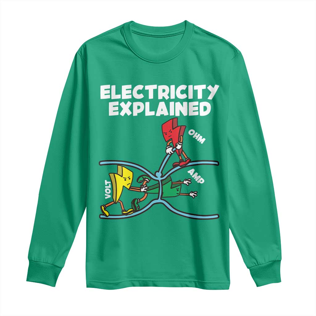 Funny Electricity Long Sleeve Shirt Ohm's Law Electricity Explained - Wonder Print Shop
