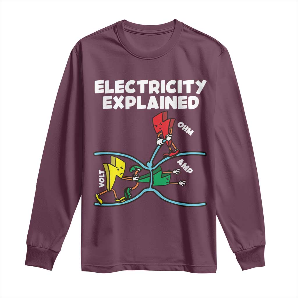 Funny Electricity Long Sleeve Shirt Ohm's Law Electricity Explained - Wonder Print Shop
