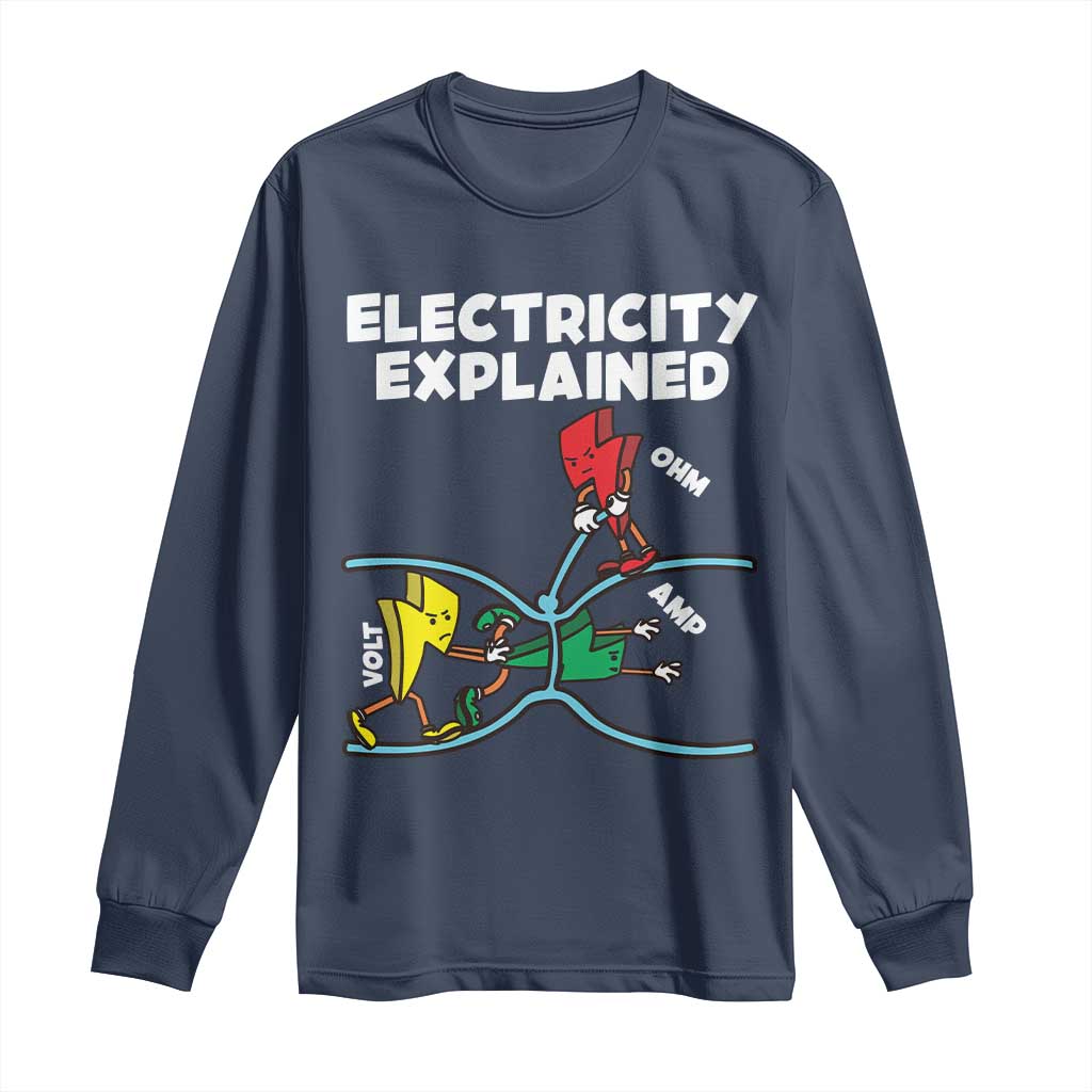 Funny Electricity Long Sleeve Shirt Ohm's Law Electricity Explained - Wonder Print Shop