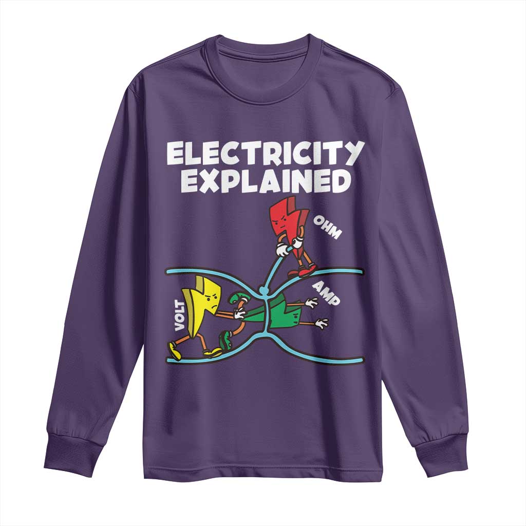 Funny Electricity Long Sleeve Shirt Ohm's Law Electricity Explained - Wonder Print Shop