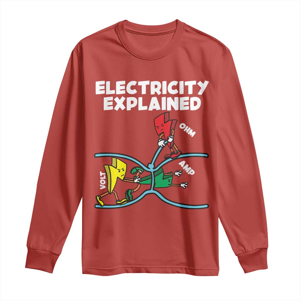 Funny Electricity Long Sleeve Shirt Ohm's Law Electricity Explained - Wonder Print Shop