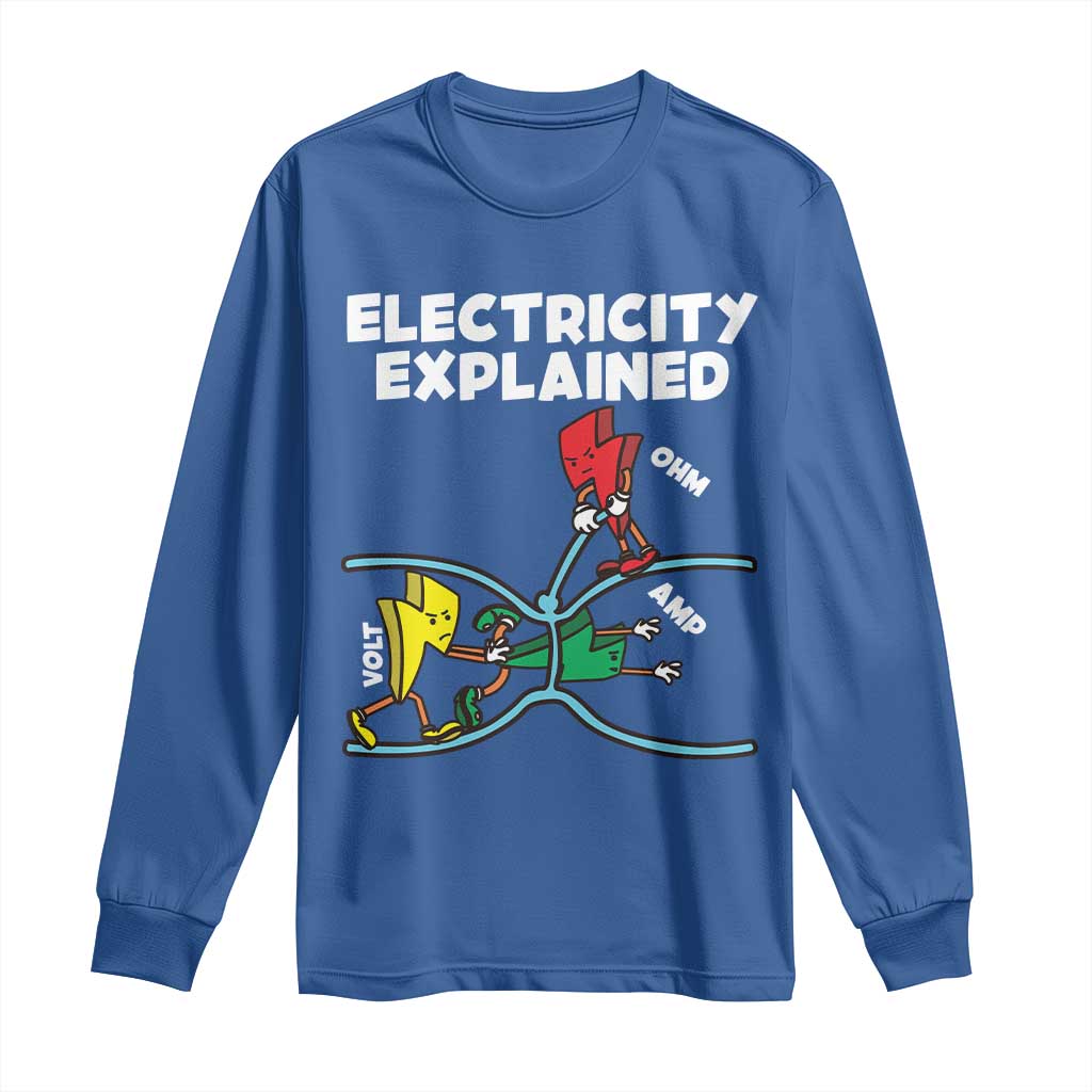 Funny Electricity Long Sleeve Shirt Ohm's Law Electricity Explained - Wonder Print Shop
