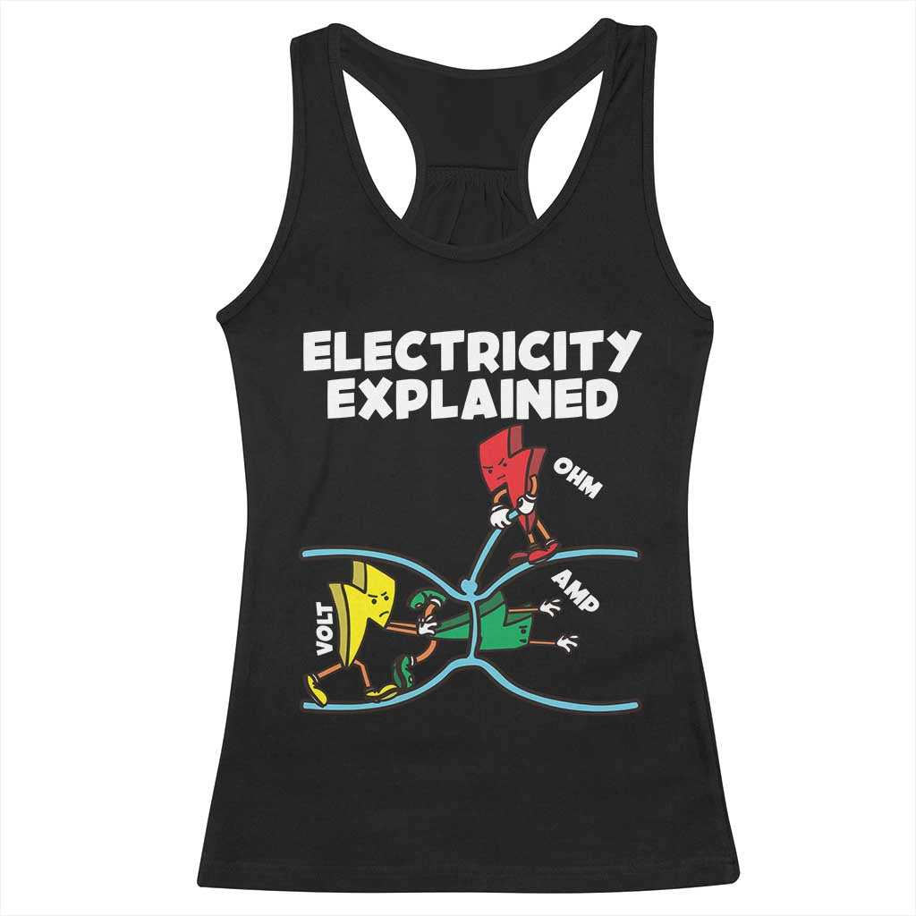 Funny Electricity Racerback Tank Top Ohm's Law Electricity Explained - Wonder Print Shop