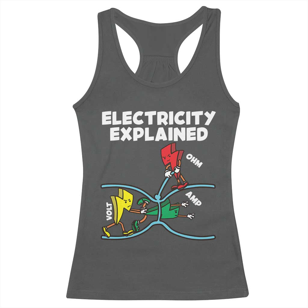 Funny Electricity Racerback Tank Top Ohm's Law Electricity Explained - Wonder Print Shop