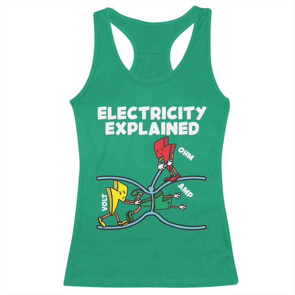 Funny Electricity Racerback Tank Top Ohm's Law Electricity Explained - Wonder Print Shop
