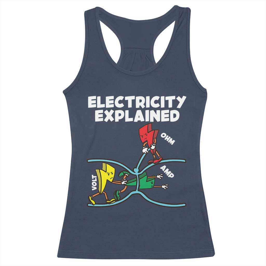 Funny Electricity Racerback Tank Top Ohm's Law Electricity Explained - Wonder Print Shop