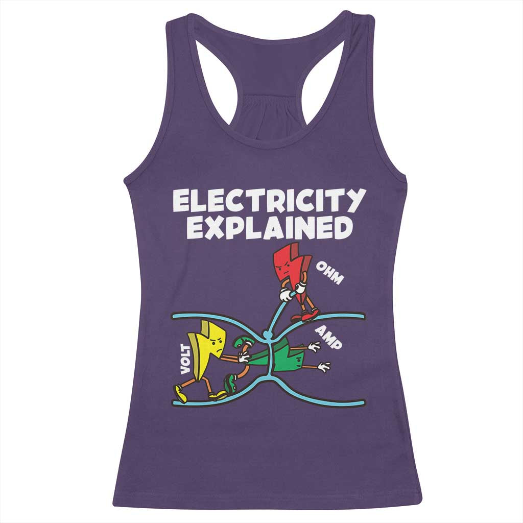 Funny Electricity Racerback Tank Top Ohm's Law Electricity Explained - Wonder Print Shop