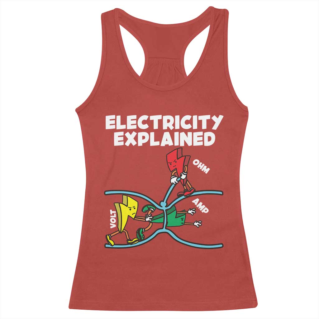 Funny Electricity Racerback Tank Top Ohm's Law Electricity Explained - Wonder Print Shop