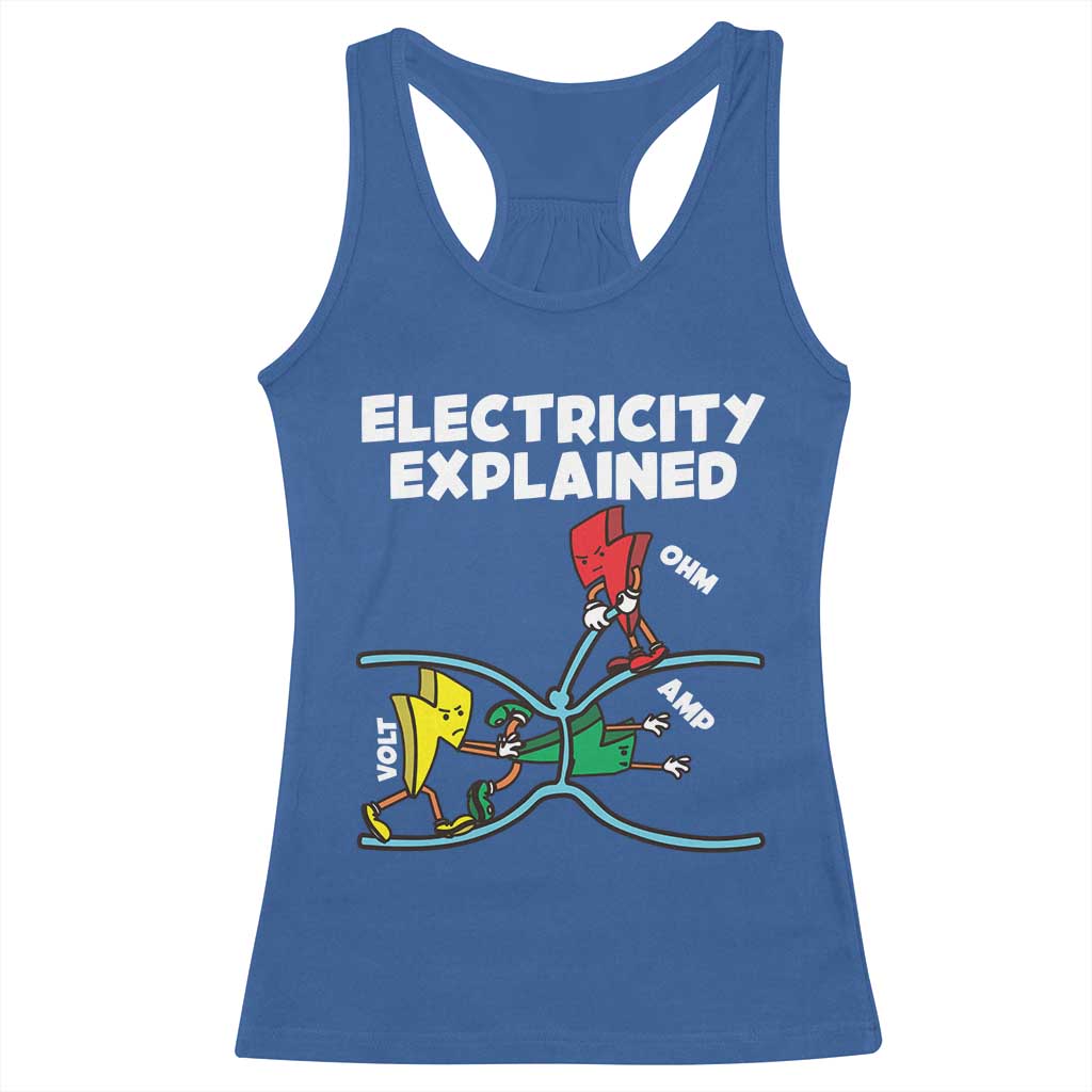 Funny Electricity Racerback Tank Top Ohm's Law Electricity Explained - Wonder Print Shop