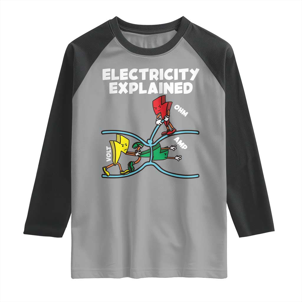 Funny Electricity Raglan Shirt Ohm's Law Electricity Explained - Wonder Print Shop