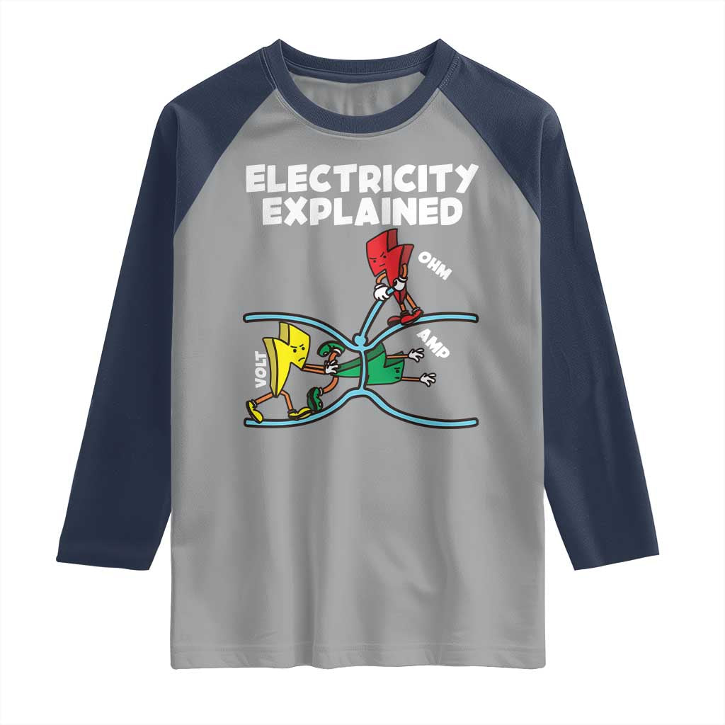 Funny Electricity Raglan Shirt Ohm's Law Electricity Explained - Wonder Print Shop