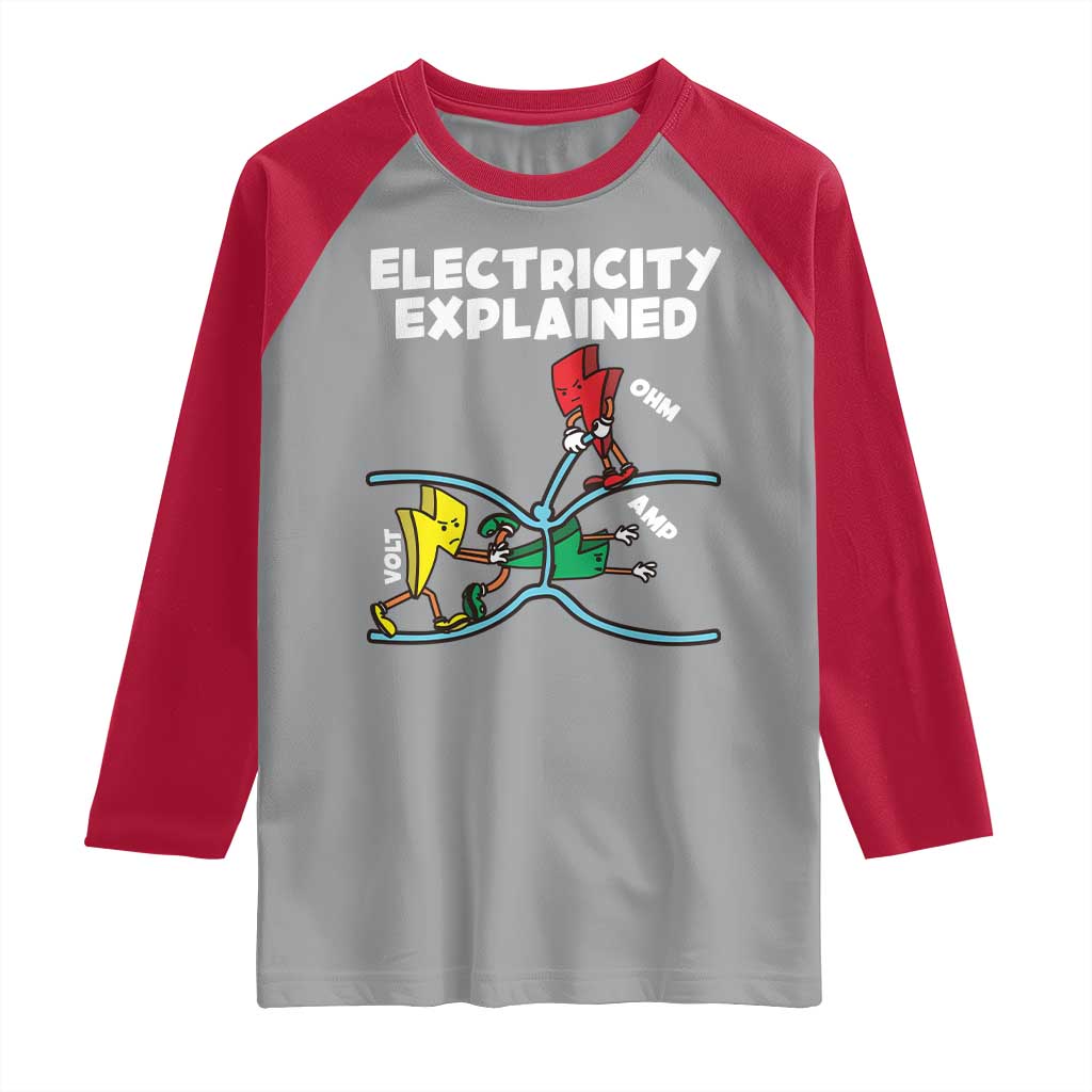 Funny Electricity Raglan Shirt Ohm's Law Electricity Explained - Wonder Print Shop