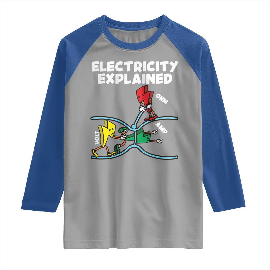 Funny Electricity Raglan Shirt Ohm's Law Electricity Explained - Wonder Print Shop