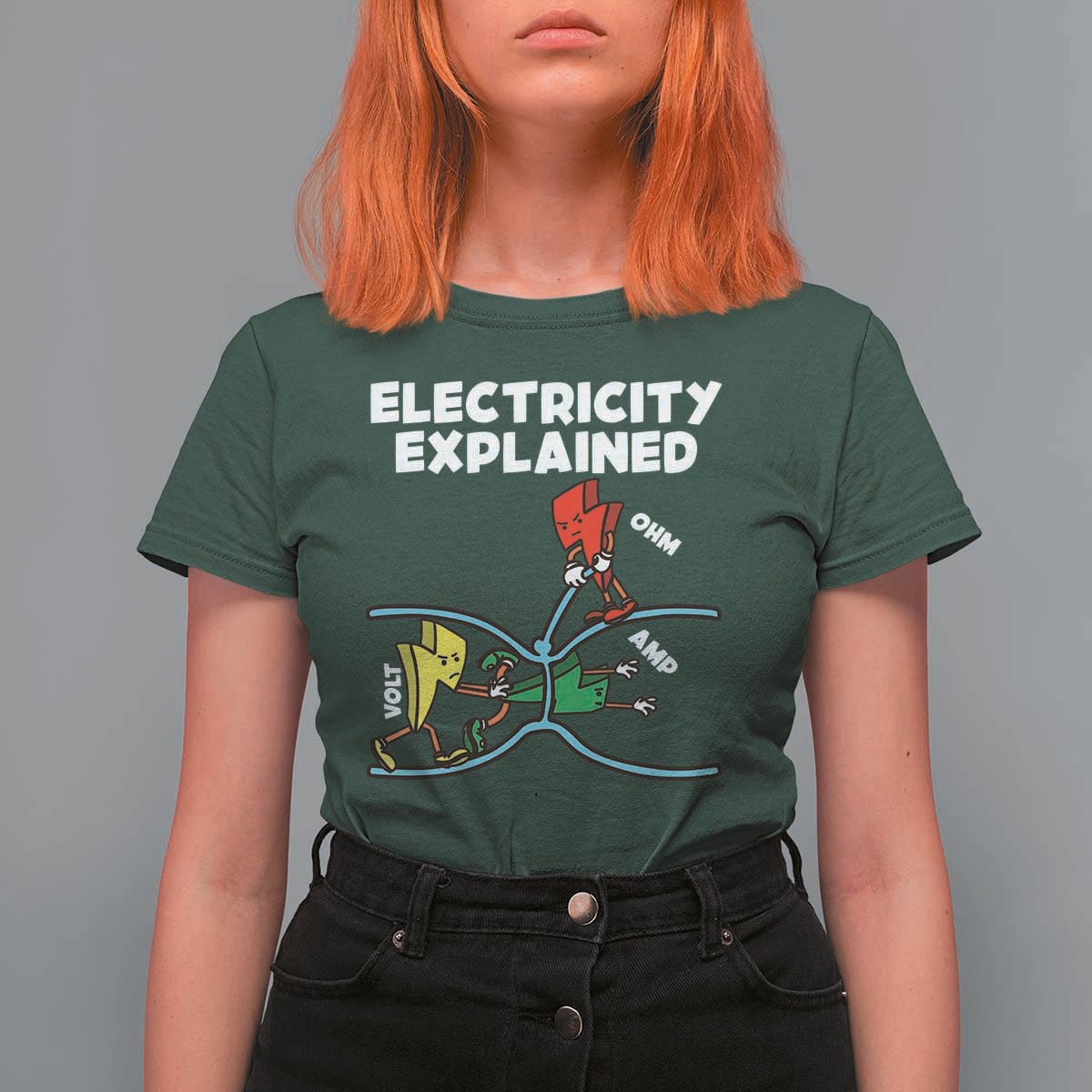 Funny Electricity T Shirt For Women Ohm's Law Electricity Explained - Wonder Print Shop