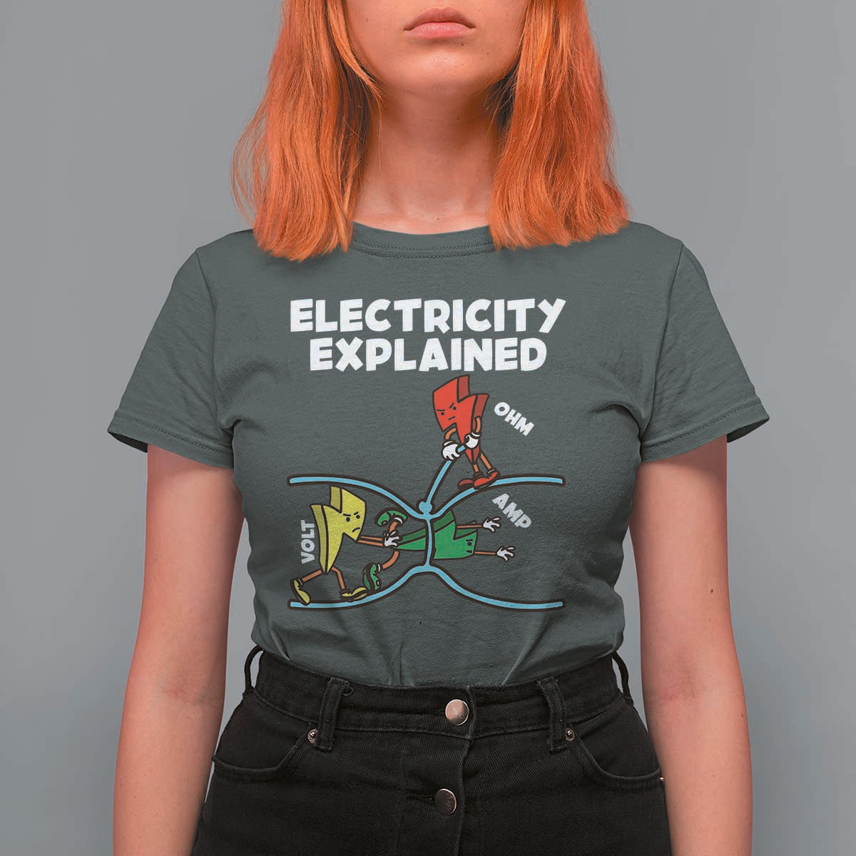 Funny Electricity T Shirt For Women Ohm's Law Electricity Explained - Wonder Print Shop