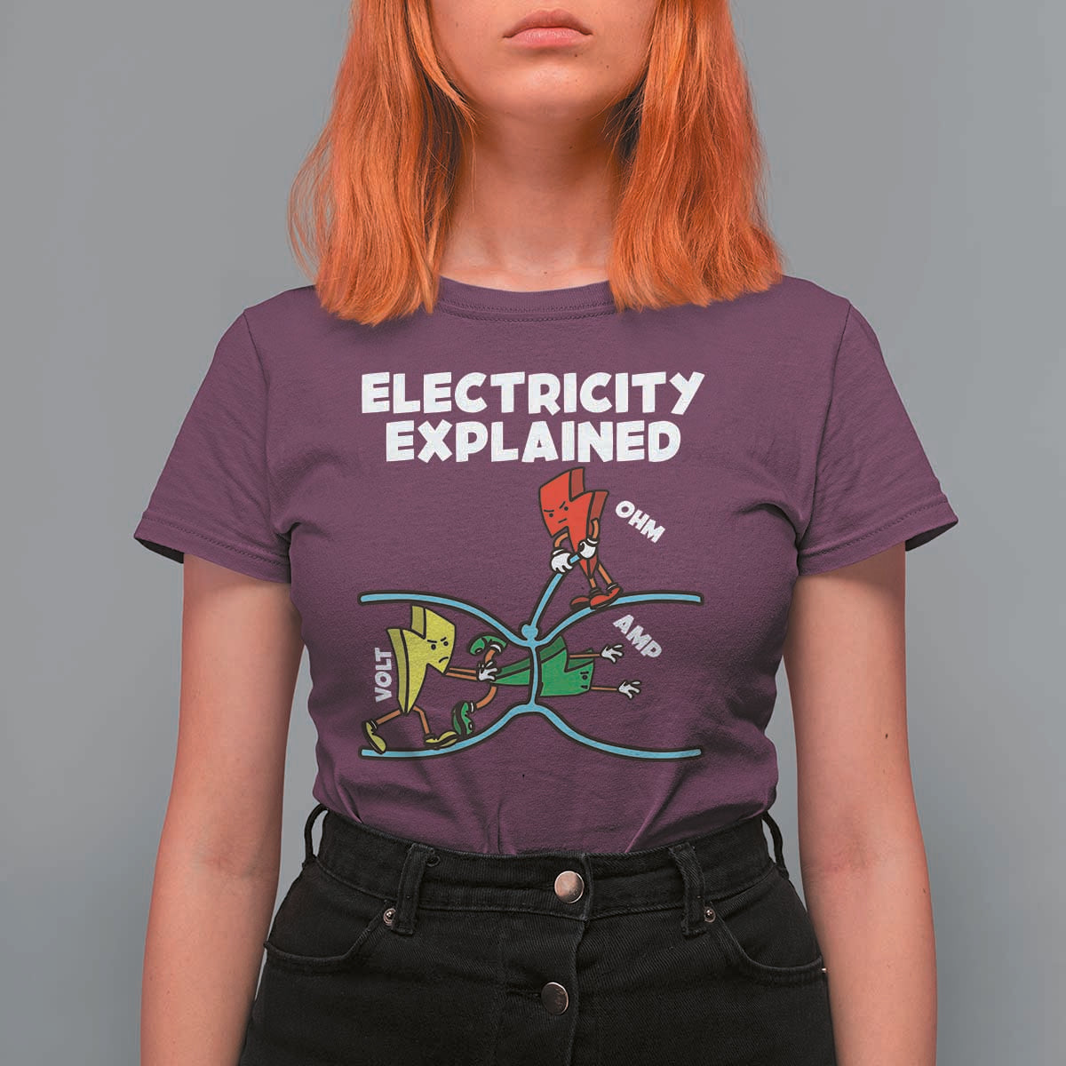 Funny Electricity T Shirt For Women Ohm's Law Electricity Explained - Wonder Print Shop