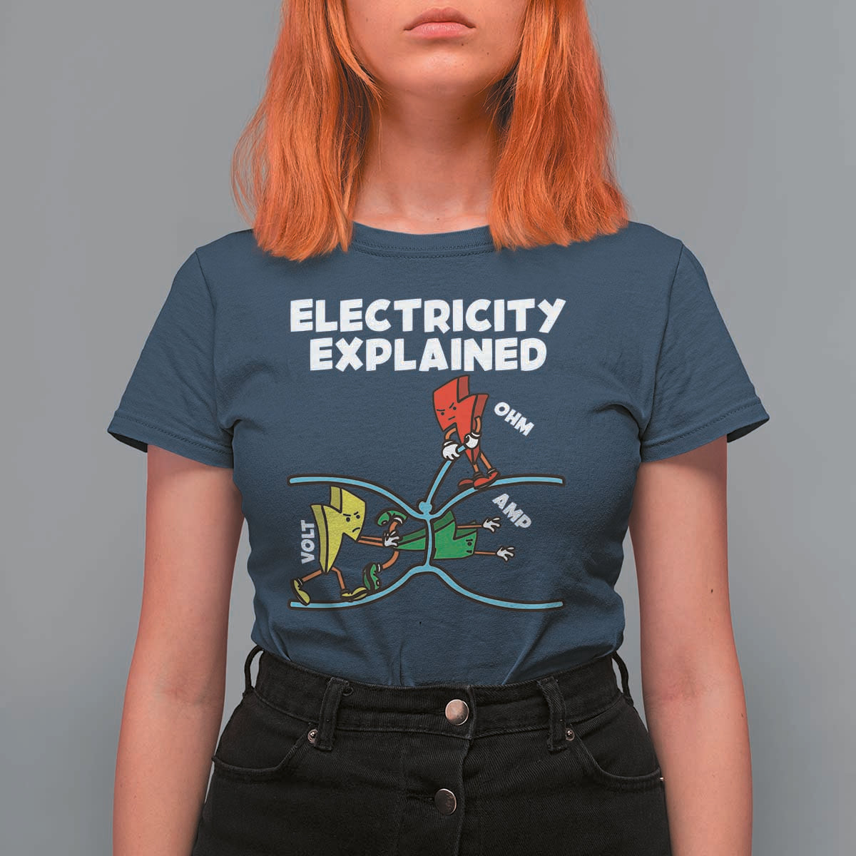 Funny Electricity T Shirt For Women Ohm's Law Electricity Explained - Wonder Print Shop