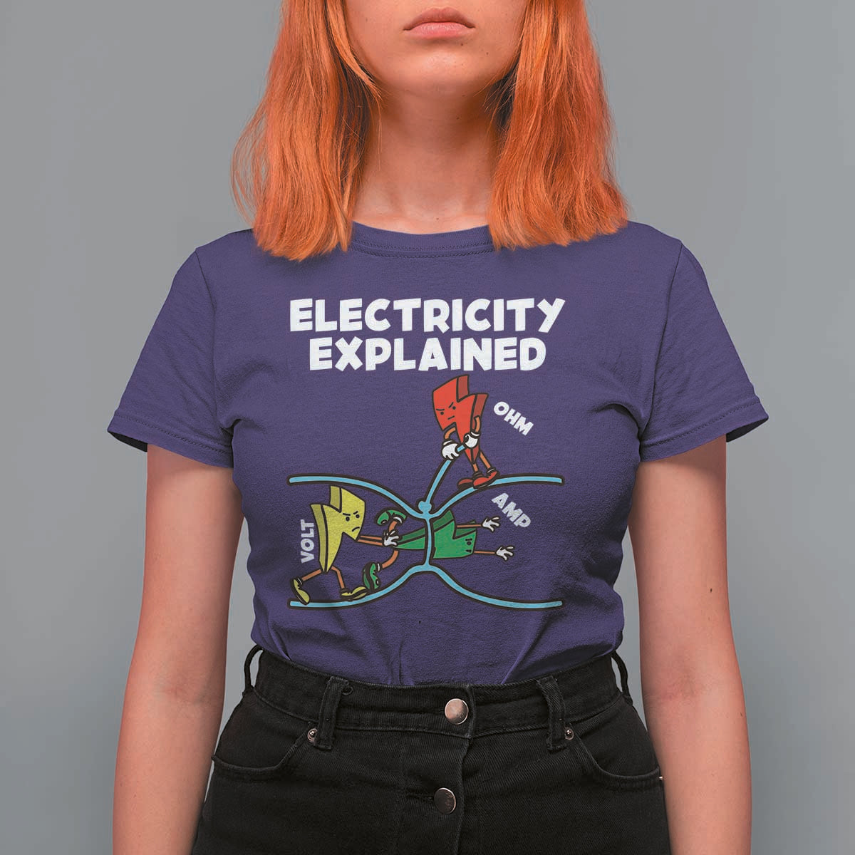 Funny Electricity T Shirt For Women Ohm's Law Electricity Explained - Wonder Print Shop