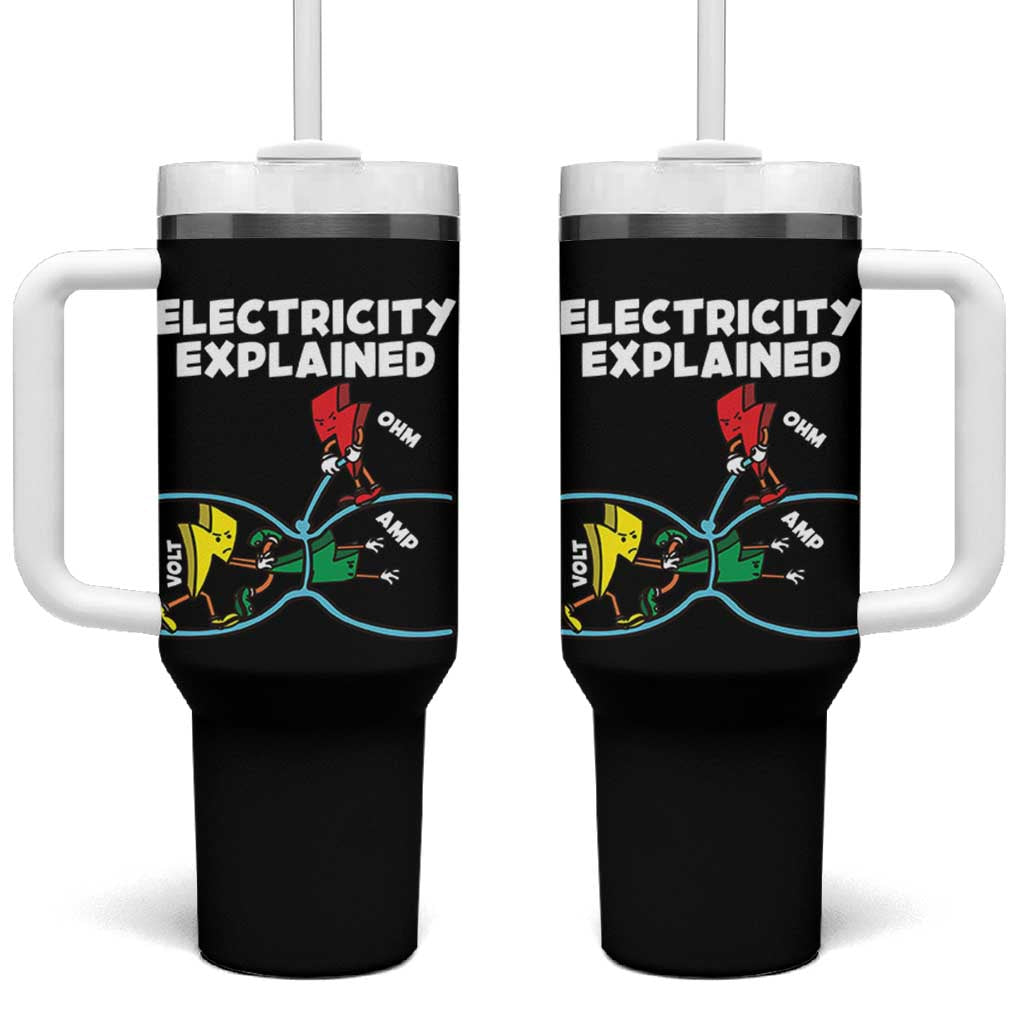 Funny Electricity Tumbler With Handle Ohm's Law Electricity Explained - Wonder Print Shop