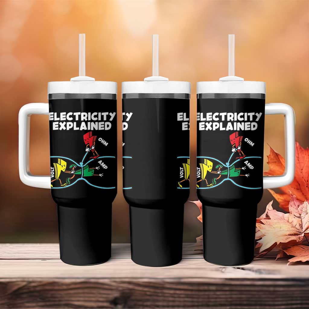 Funny Electricity Tumbler With Handle Ohm's Law Electricity Explained - Wonder Print Shop