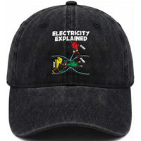 Funny Electricity Washed Cotton Baseball Cap Ohm's Law Electricity Explained