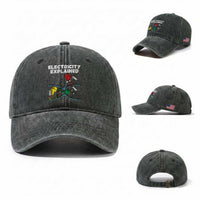 Funny Electricity Washed Cotton Baseball Cap Ohm's Law Electricity Explained