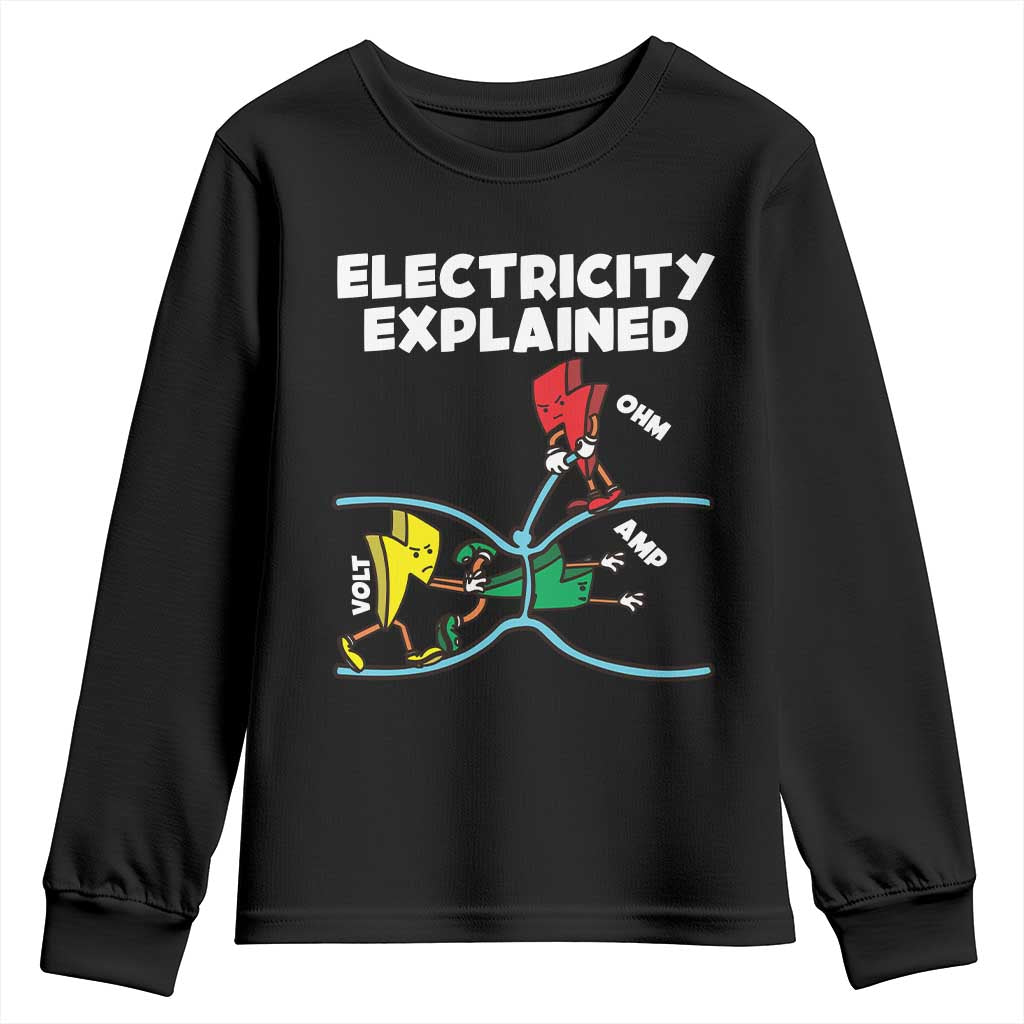 Funny Electricity Youth Sweatshirt Ohm's Law Electricity Explained - Wonder Print Shop