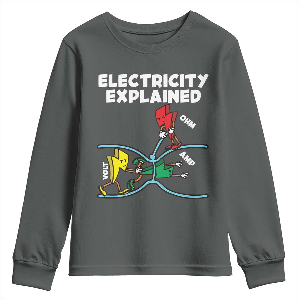 Funny Electricity Youth Sweatshirt Ohm's Law Electricity Explained - Wonder Print Shop
