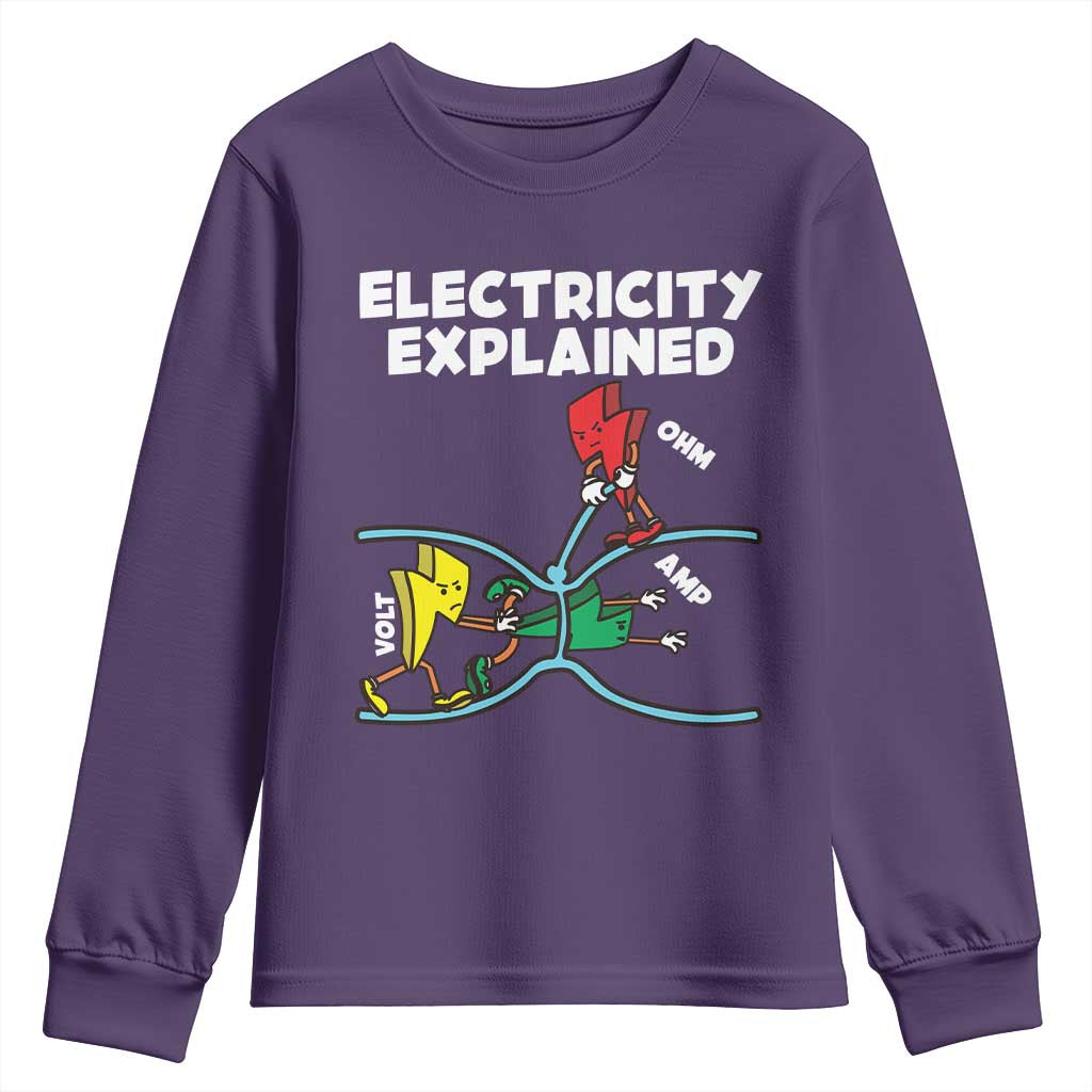 Funny Electricity Youth Sweatshirt Ohm's Law Electricity Explained - Wonder Print Shop